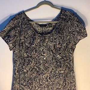 Eddie Bauer XXL Navy Pattern Dress With Navy slip